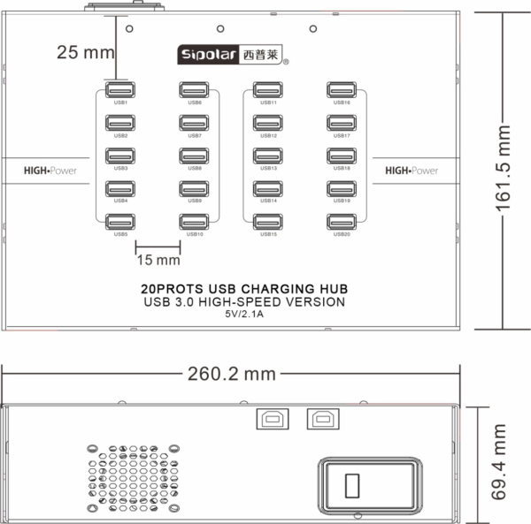 Sipolar 20 Port USB 3.0 Hub 5V 40 Amp - Image 2